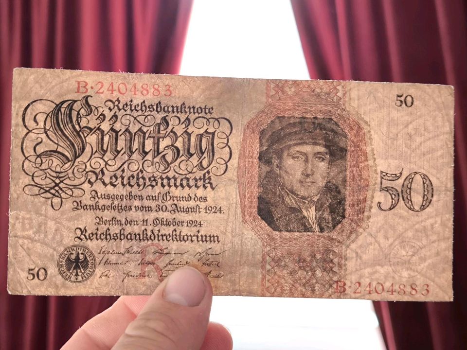 Deutsche Banknote Geldschein 50 Mark 1924 - gebraucht in Schmelz