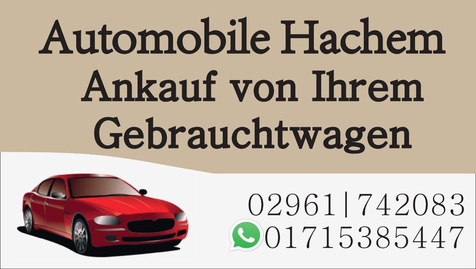 Autoankauf Fahrzeuge aller ART ✅ Export/Unfallwagen in ganz NRW ✅ in Brilon