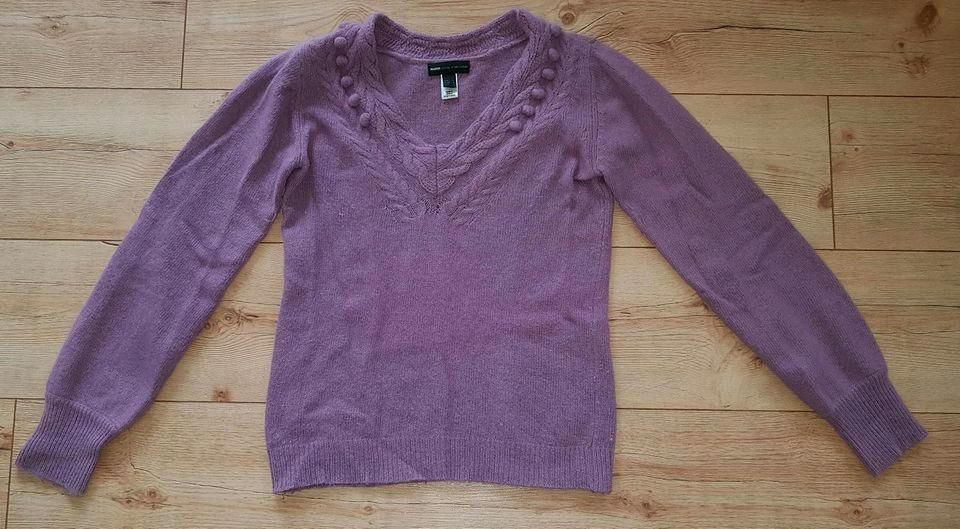 Flauschiger Wollpullover, V-Ausschnitt, M, Lila/Violette - Mango in Bochum