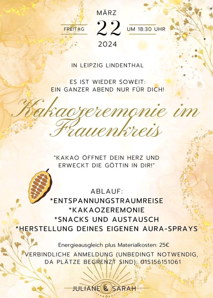 Frauenkreis mit Kakaozeremonie am 31.05.24 in Lindenthal in Leipzig