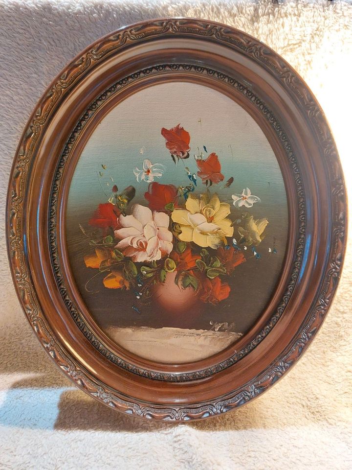 Wunderschönes Bild Oval mit Blumen/ Dekoration/ Gemälde in Hörstel