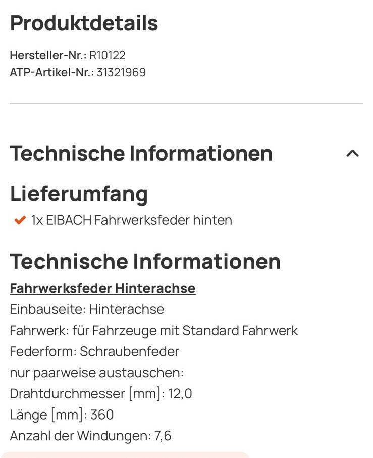 Eibach Fahrwerksfedern VW Skoda in Weißenborn