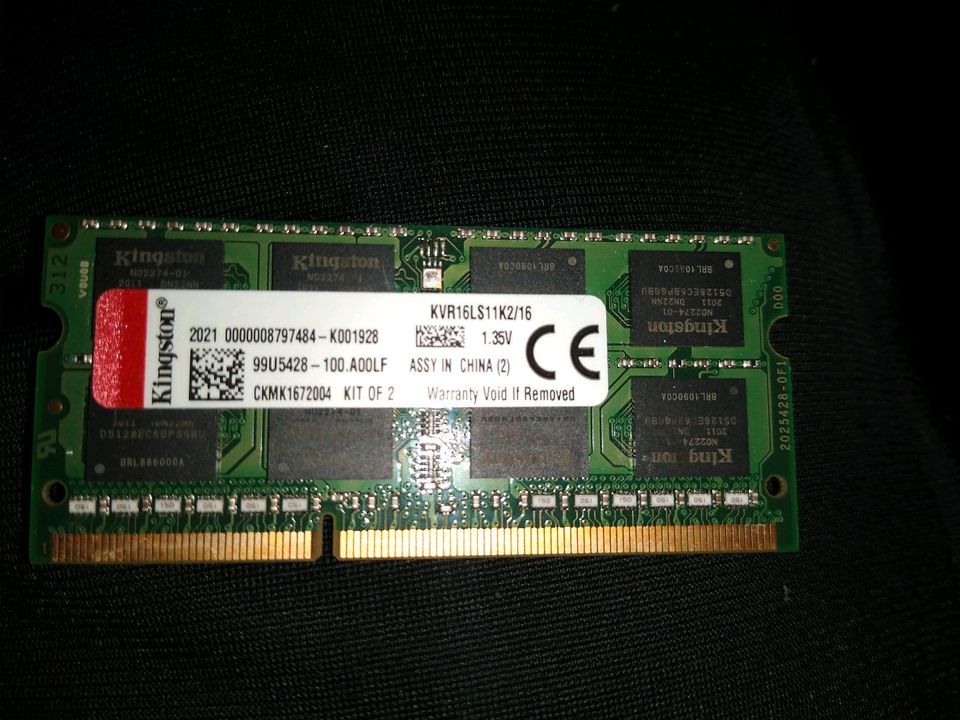 KINGSTON 8 GB SODIMM 1600MHZ DDR3 Laptop RAM Speicher in Potsdam