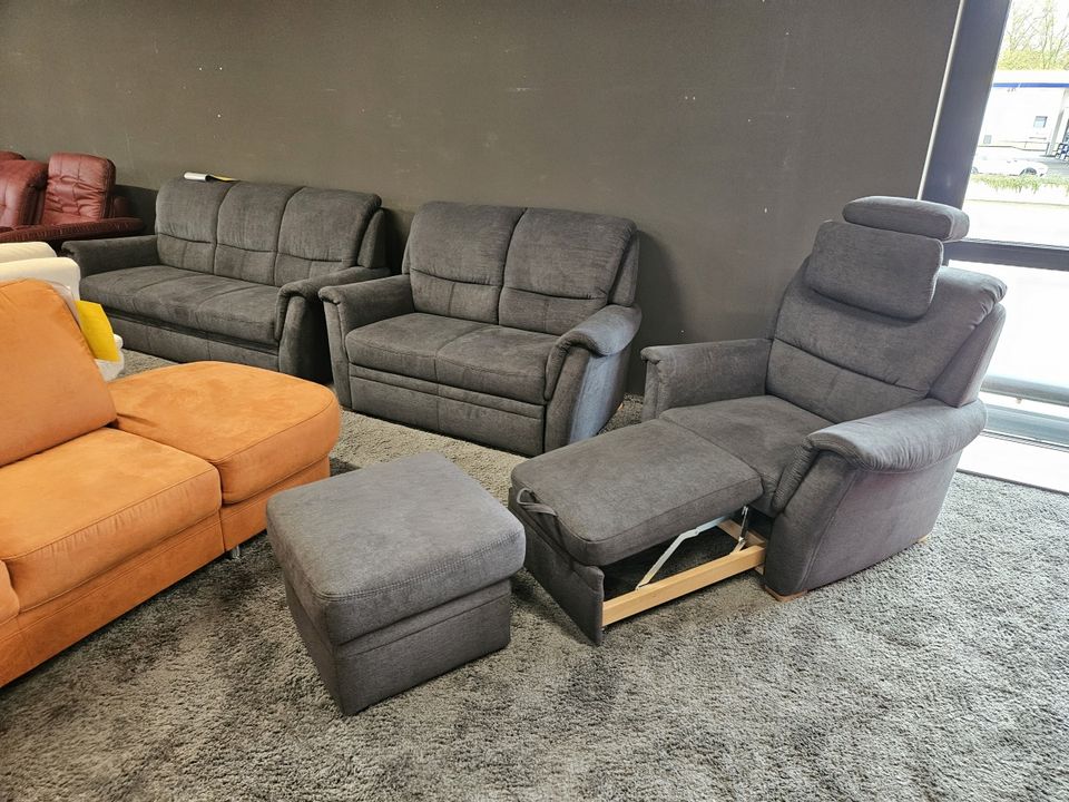 NEU Couchgarnitur Sofas Sessel Fußbank + Hocker 4 tlg. Set grau % in Bocholt