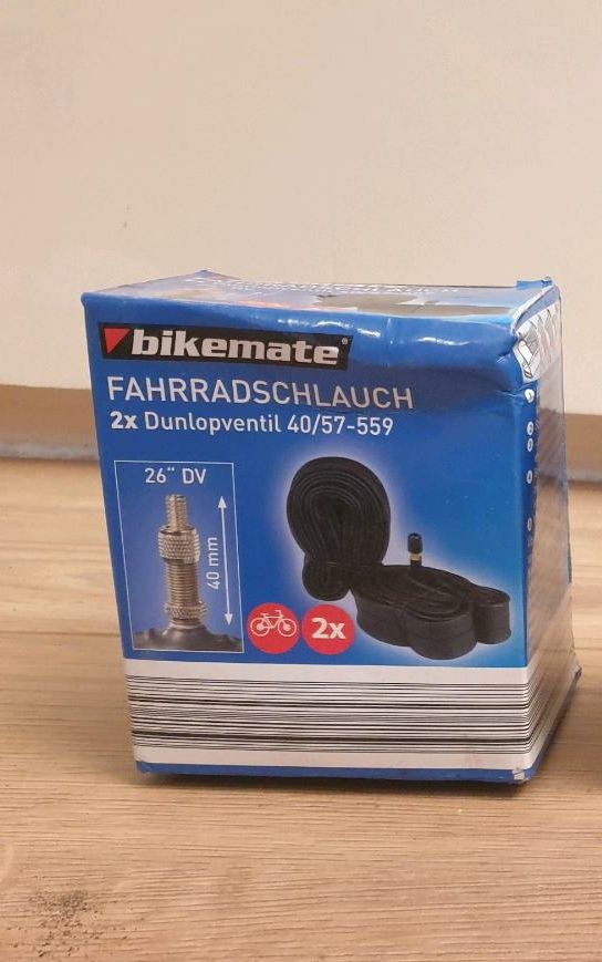 2x Fahrradschlauch dunlopventil 40 57 559 26" in Wöllstadt