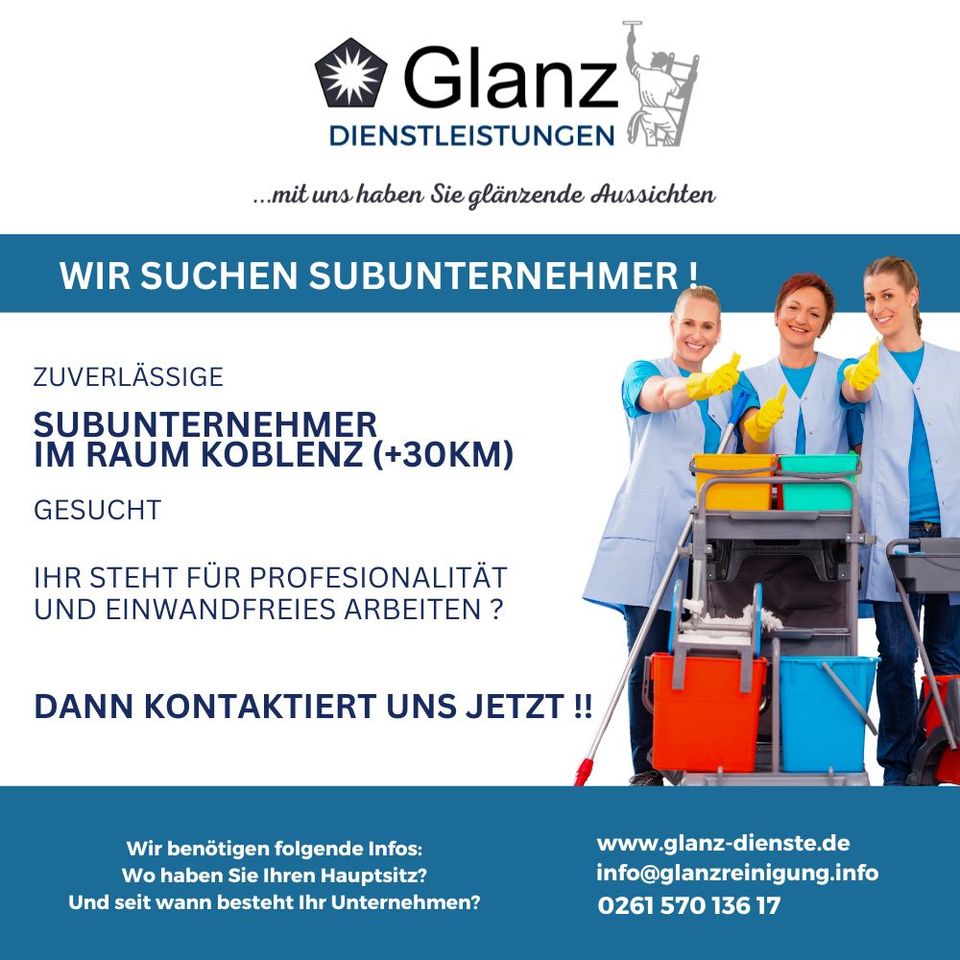 Wir suchen SUBUNTERNEHMER in Raum Koblenz in Koblenz