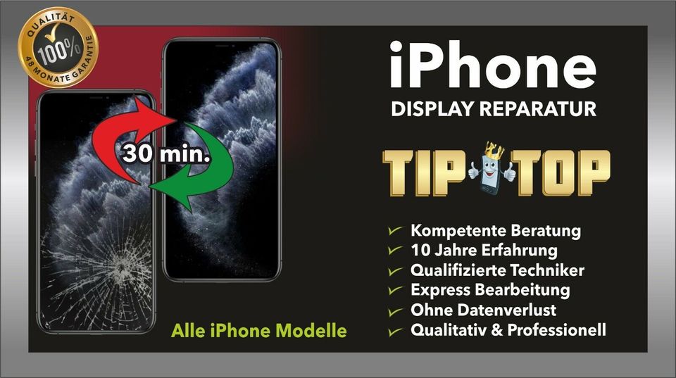 Handy iPhone Display Reparatur 14 13 12 11 Pro Xs-Max-Xr 8-7-Plus 30min✅ in Berlin