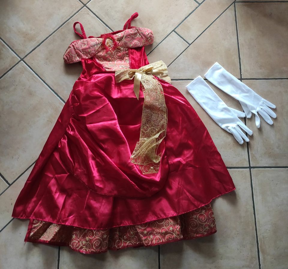 Verkleidungskiste Kleid Barbie, rot, 5 - 8 Jahre, 128 cm Kostüm in Raubling