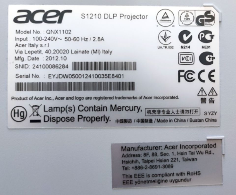 Acer S1210 DLP Projektor (Beamer) in Sassnitz