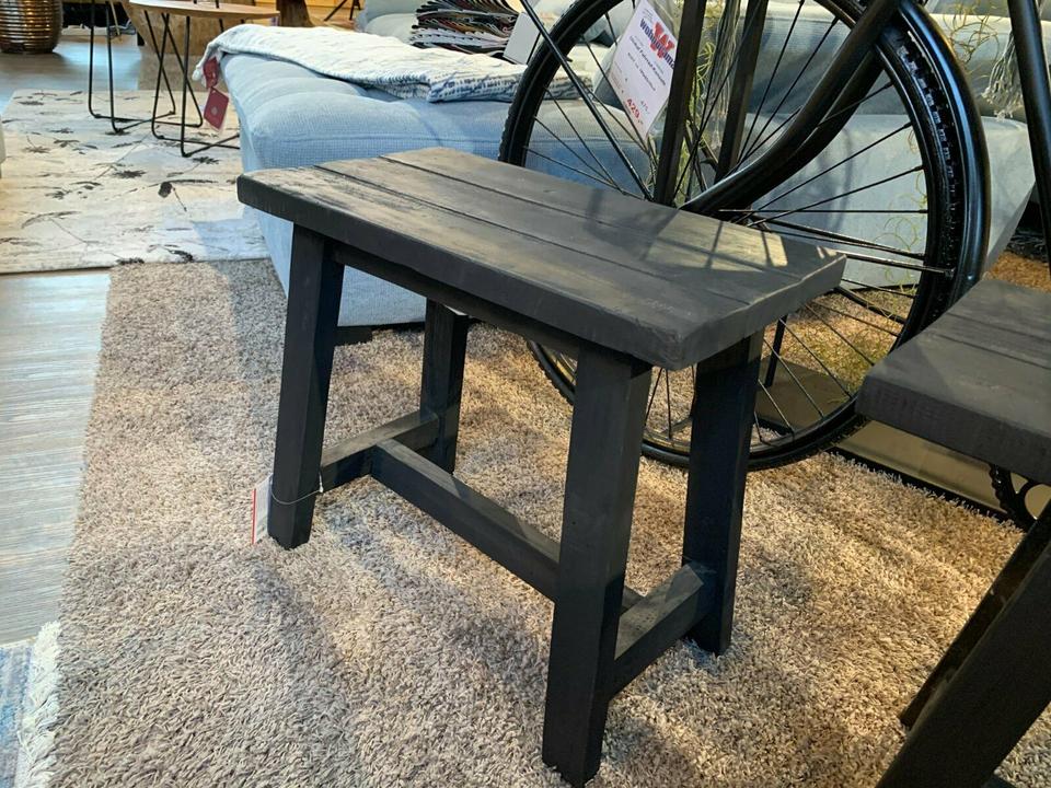 Vintage Hocker Teak-Holz in schwarz 50x30x45cm - vom Händler in Bernau