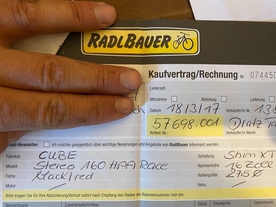 Cube Stereo 160 HPA Race 27.5, Rahmenhöhe 16 Zoll in Freising