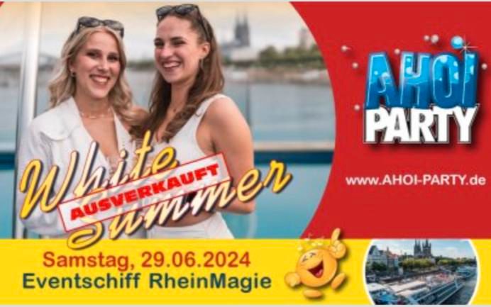 1 Karte Ahoi Partyboot Köln 29.06.24 White Summer in Isenbüttel