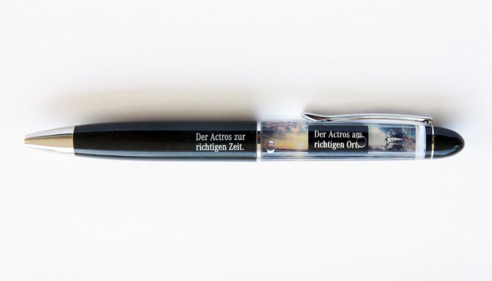 Kugelschreiber Mercedes Benz Actros mit Schauglas und Kippsattel in Teningen