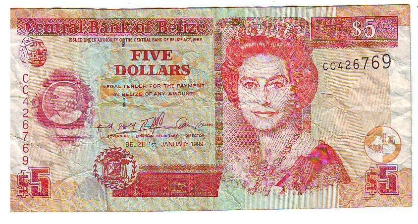 BELIZE - 5 und 20 Dollar Banknote - Queen Elizabeth II in Sonneberg