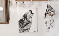 Wolfsbild Tierbild Kunst Leinwand Wandbild Keilrahmen Wolf Deko Nordrhein-Westfalen - Oberhausen Vorschau