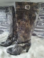 ♥ APART LEDER STIEFEL GR.40 SNAKE ANIMAL TAUPE GRAU SCHWARZ PRINT Nordrhein-Westfalen - Brilon Vorschau