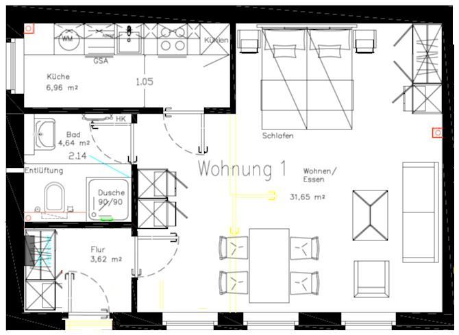 Geräumige 1-Zi. Whg. mit eigenem Gartenanteil - Hinterhaus in ruhiger Lage in Leipzig