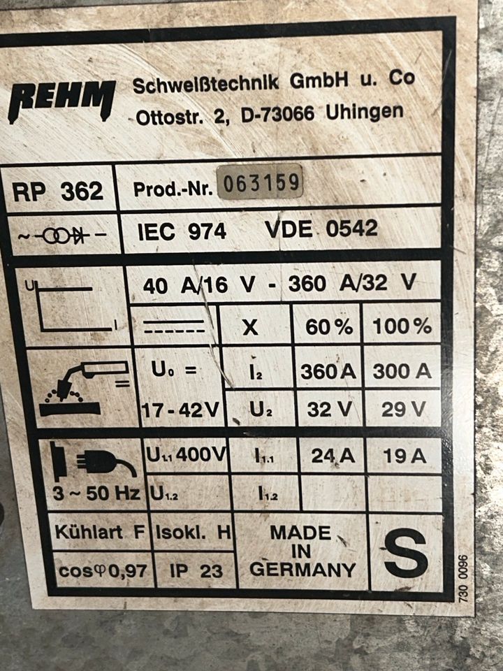 Rehm RP 562 MIG-MAG Schweißgerät 360Ampere Schutzgasschweissgerät in Remscheid