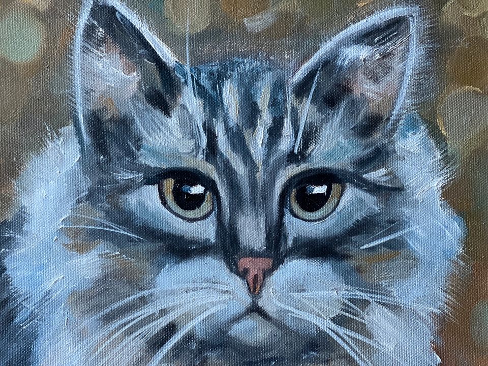 Ölgemälde «Sibirische Katze» 30x30cm - Unikat - handgemalt in Holzgerlingen