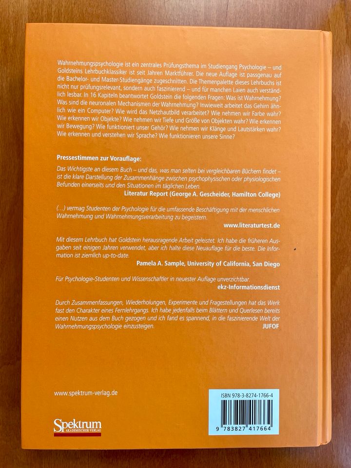Wahrnehmungspsychologie Der Grundkurs (E. Bruce Goldstein) in München