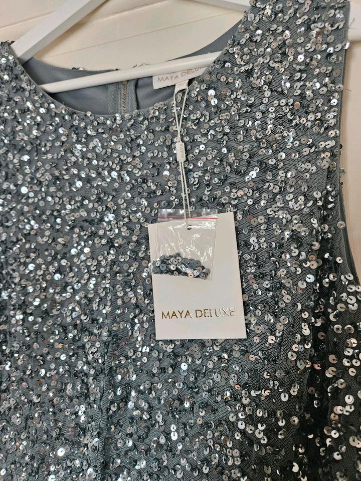 Maya Deluxe Festliches Kleid Chiffon Pailetten Maxikleid in Nalbach