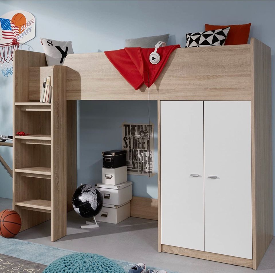 Hochbett Einzelbett Bett mit Schrank Anlieferung möglich t1 in Teltow