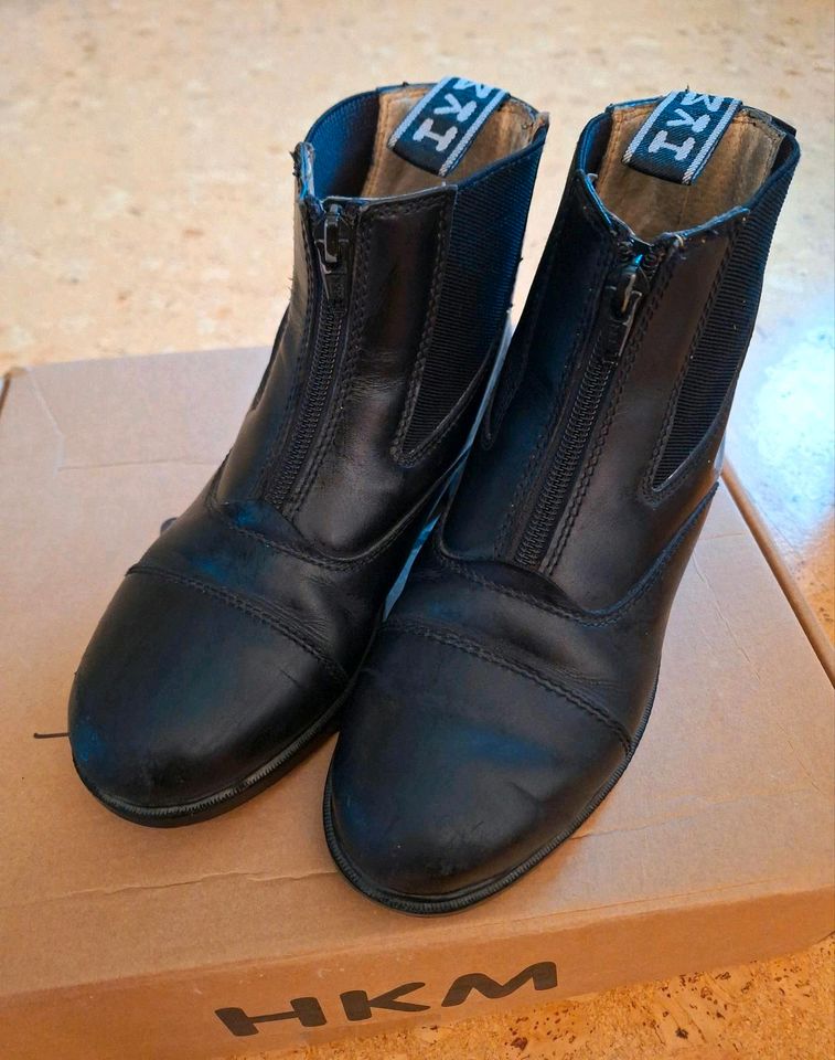 Reitstiefel / Reitstiefeletten Leder HKM Jodhpur Gr. 35 Mädchen in Leutershausen