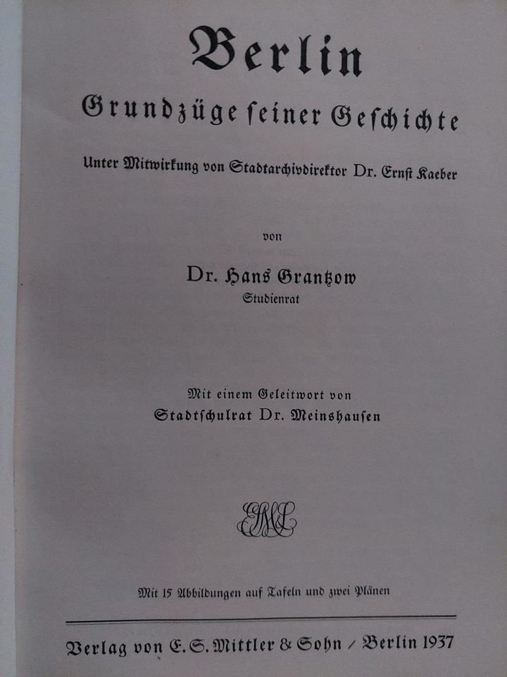 1937 Hans Grantzow Berlin Grundzüge seiner Geschichte in Berlin