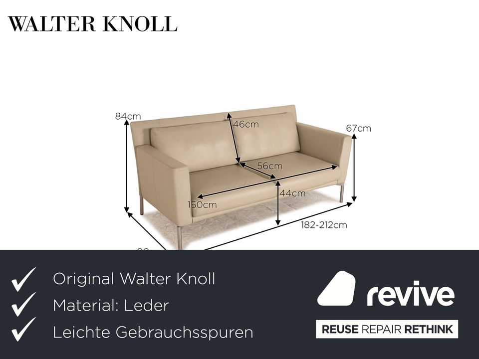 Walter Knoll Jason Leder Zweisitzer Creme Sofa Couch Funktion in Köln