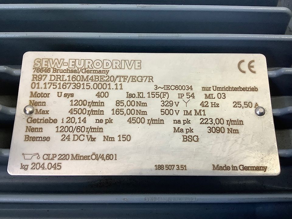 SEW EURODRIVE 3~ Getriebemotor Typ: R97 DRL160M4BE20/TF/EG7R in Korschenbroich