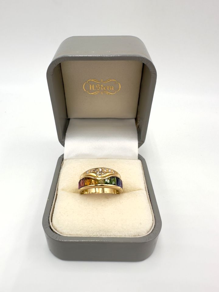 Vintage H.Stern Rainbow Edelstein Diamant 750 Goldring Gr.52 in Hamburg