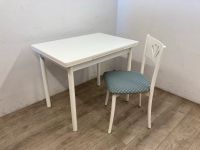 #A Küchentisch mit Stuhl Holz weiß ausziehbar Esstisch Landhaus Sachsen - Burgstädt Vorschau
