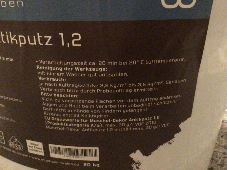 Kalkputz Muschel-Dekor Antikputz 1.2mm, 20 kg, gegen Schimmelpilz in Ehingen (Donau)