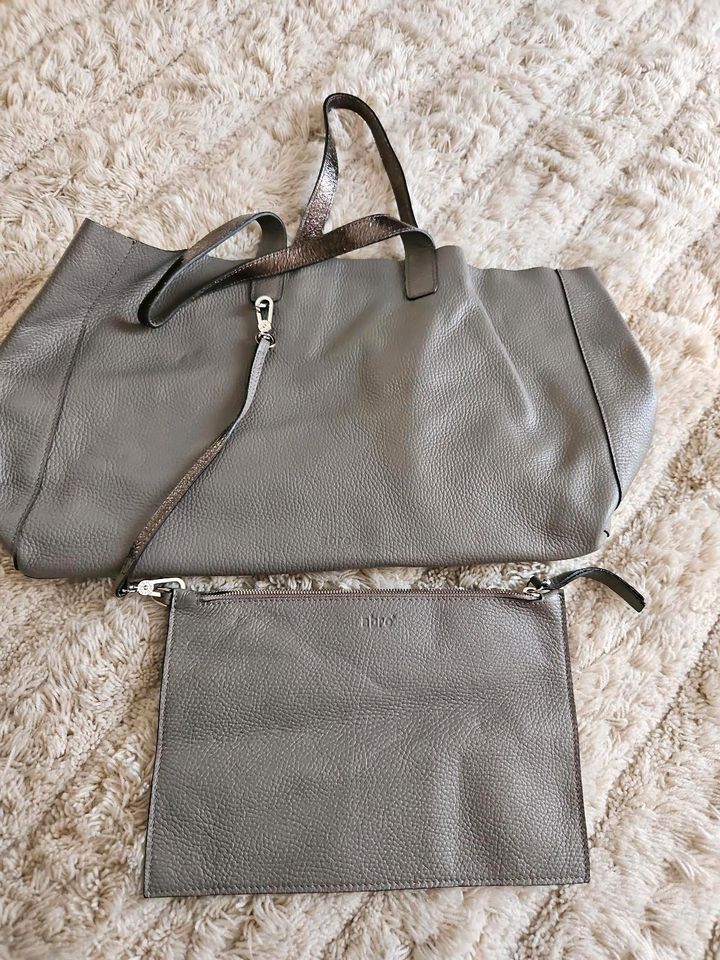 Leichter Wende Shopper Leder ABRO grau/bronze NEU in Ratingen