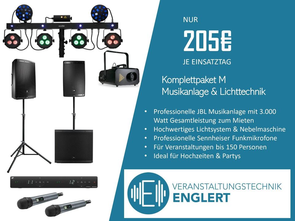 [Mieten] Komplettpaket M - JBL Musikanlage, Lichttechnik & Mikro in Heilbronn