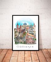 GÖTTINGEN Stadt-Kunstdruck mit Rahmen, Aquarell, Architektur Niedersachsen - Göttingen Vorschau