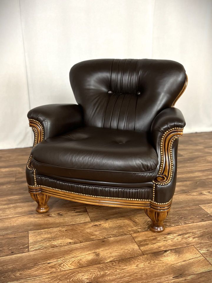 Chippendale Ledersessel Vintage Barock Clubsessel Chesterfield in Hüllhorst