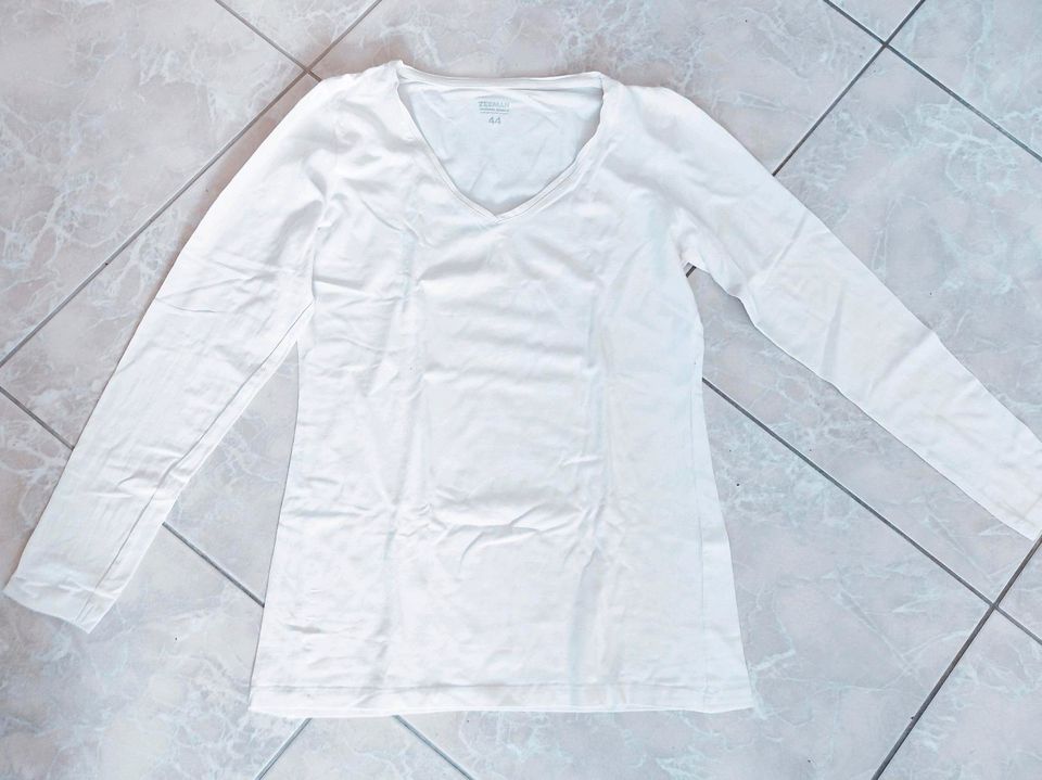 Langarmshirt 44 weiß Stretch Baumwolle Qualität NEU in Melle