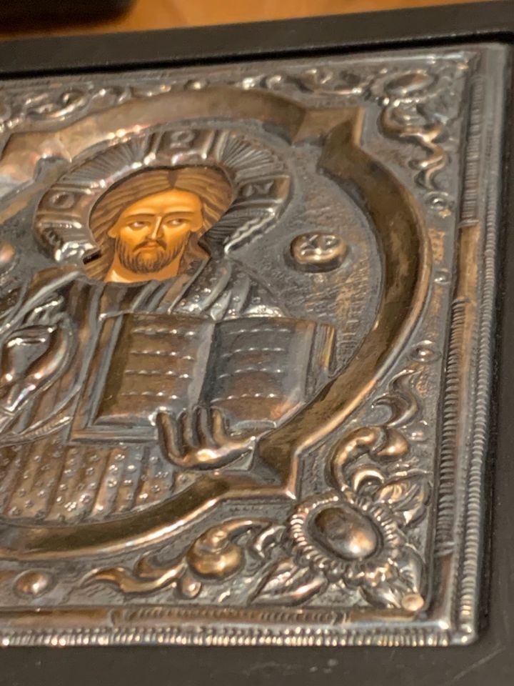 Ikone Griechenland 950 er Silber Jesus Pankrator handgemalt in Hamburg