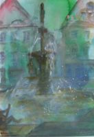 Aquarellbild  "Theodulbrunnen Marktplatz Ehingen I"  Original Baden-Württemberg - Ehingen (Donau) Vorschau