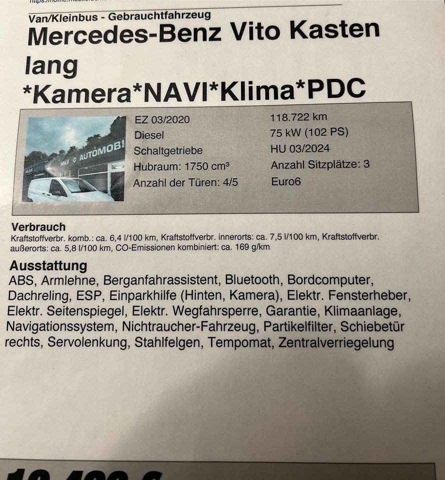 Mercedes-Benz Vito 110 CDI FWD kompakt/ Sitzheizung/Tempomat in Bergisch Gladbach