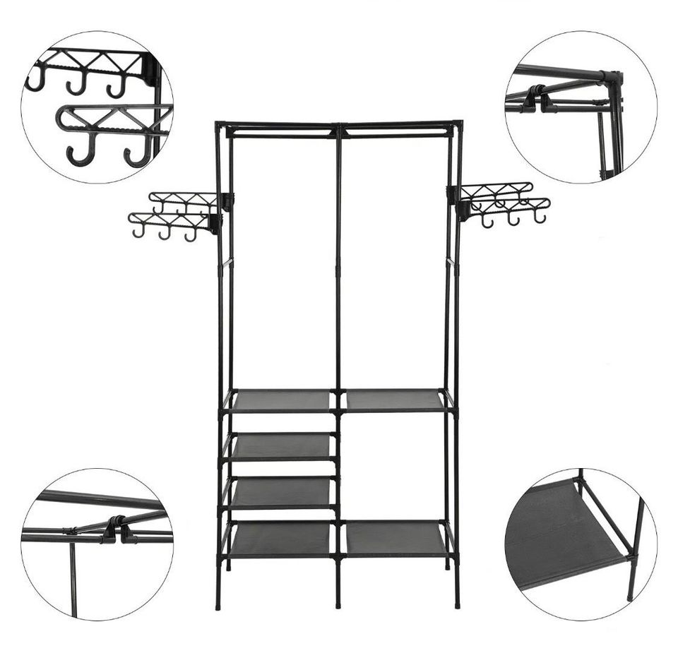 174CM Kleiderständer Gaderobenständer Kleiderstange Schwarz in Bebra