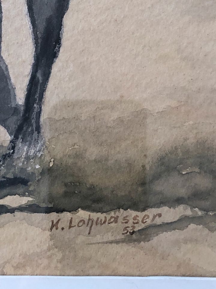 Seltenes Aquarell (Pferde) von K. Lohwasser, gebraucht in Plochingen