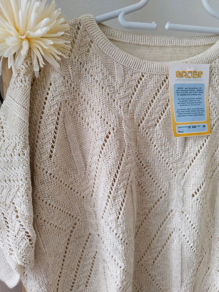 XXL 50 Bader Pullover Strickpullover Leinen Creme beige Shirt in Genthin