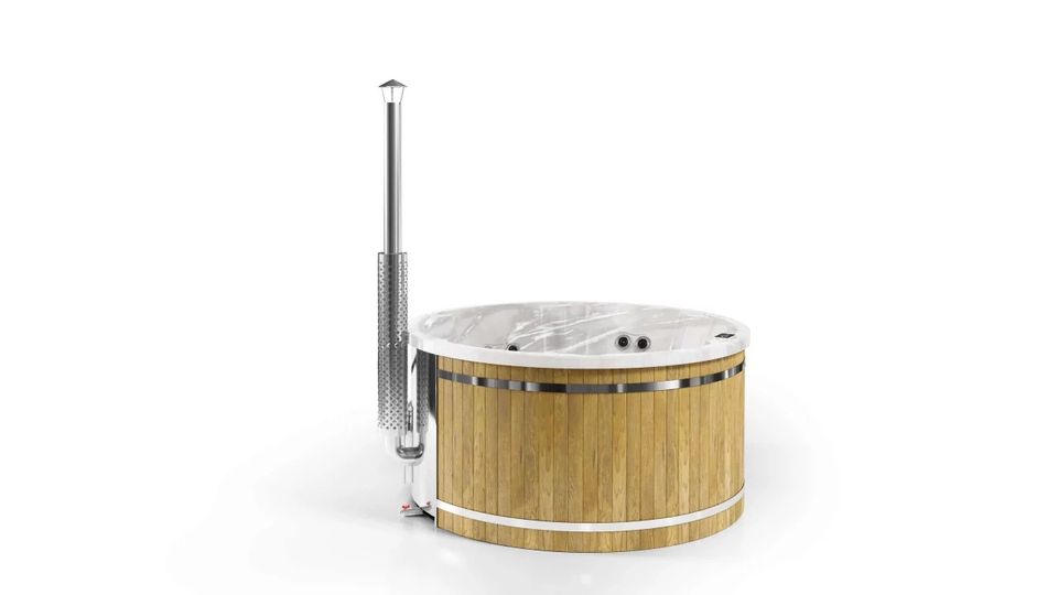 Spavio® Acryl Hot Tub Badezuber Badefass Rund 2m Holzofen in Düsseldorf