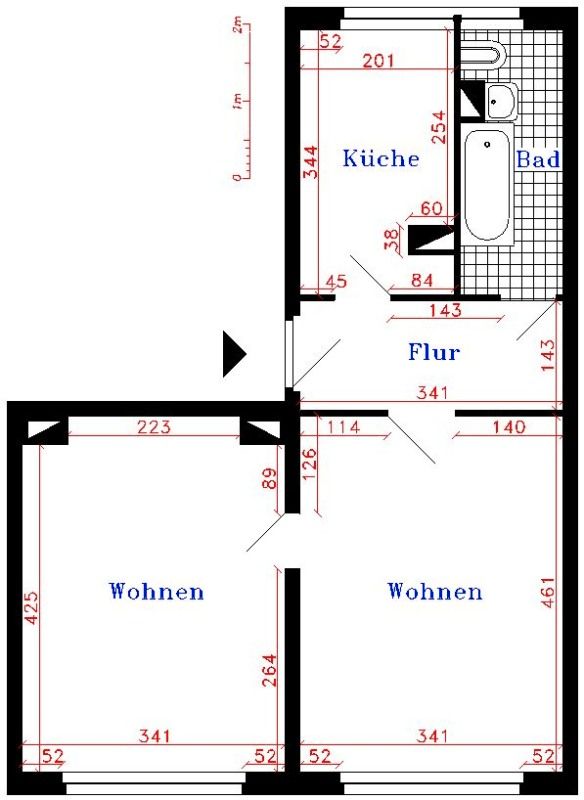 2-Raum-Wohnung im Erdgeschoss mit bodengleicher Dusche, Pestalozzistr. 30 in Penig