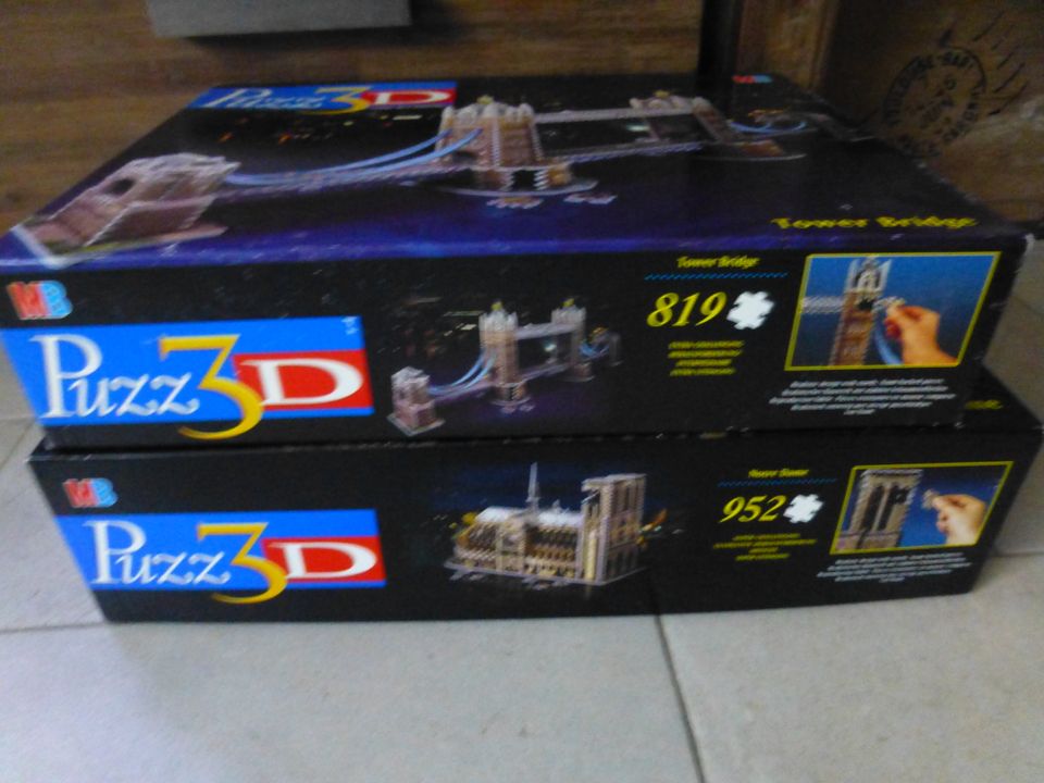 Puzz3D von MB – Tower Bridge 819 Teile + Notre Dame 952 komplett in Selfkant