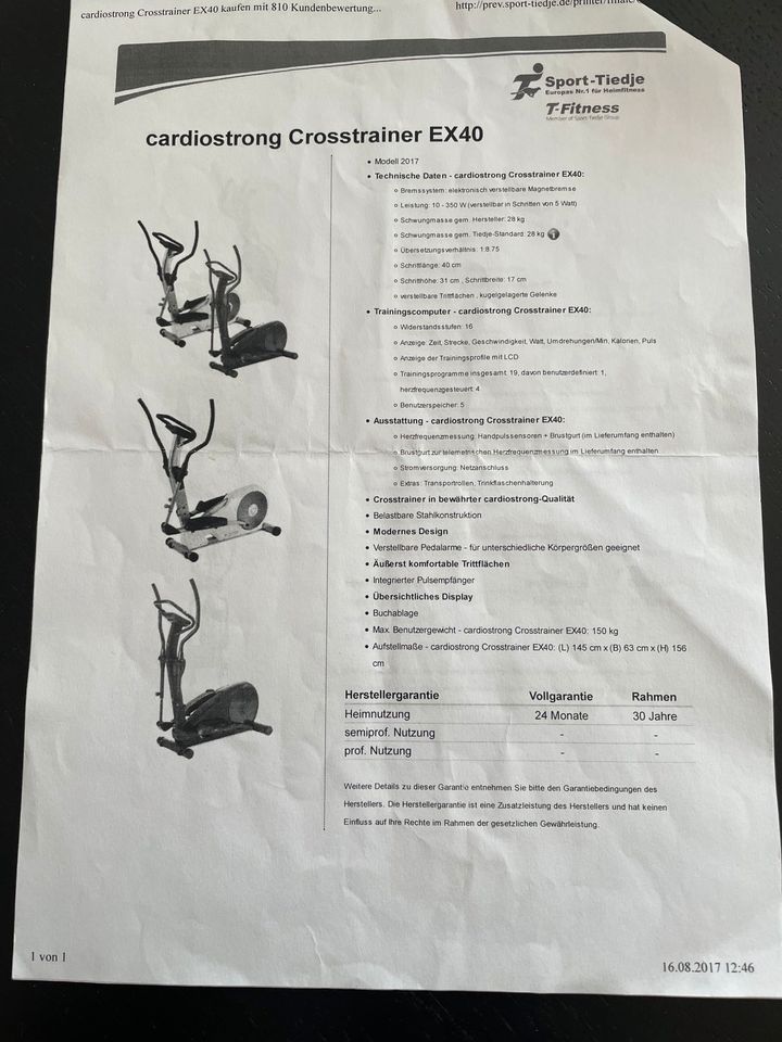 Crosstrainer Cardio Strong EX40 in Hohen-Sülzen