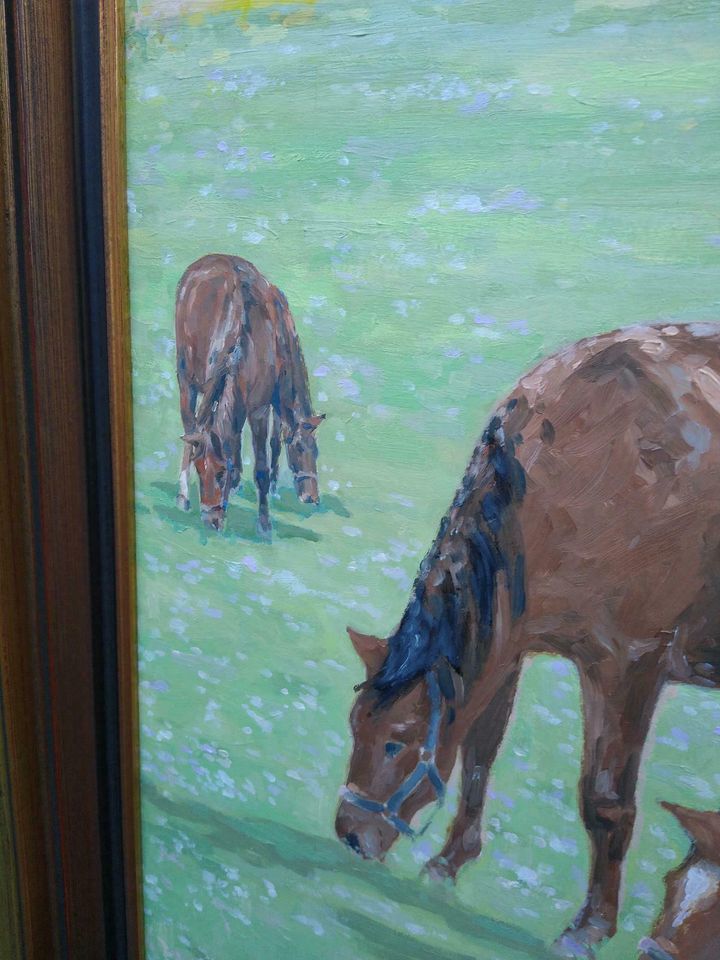 Pferdebild. Ölbild Gemälde gerahmt groß in Lindhorst