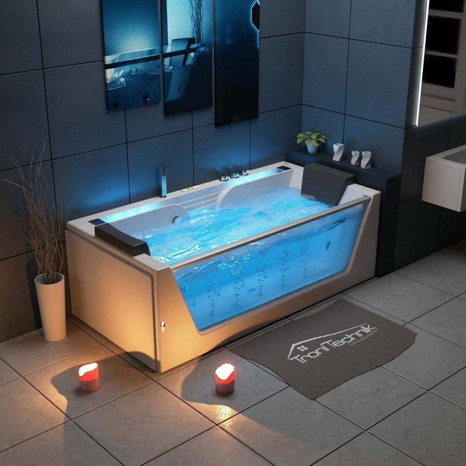 Luxus LED Whirlpool Badewanne SET 179x85cm +Heizung +Hydrojet +Oz in Hofkirchen